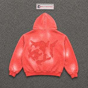 เสื้อฮู้ดดี้พรีเมียมสีแดงประดับเพชรสำหรับผู้ชาย สไตล์สตรีทแวร์ เสื้อฮู้ดดี้ผ้าเฟรนช์เทอร์รี่ทรงปกติ ใส่สบายในฤดูใบไม้ร่วง คุณภาพพรีเมียม - Product Image 6