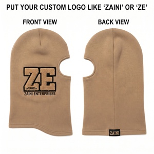 หน้ากากคลุมศีรษะ ZAINI Premium 280 GSM ผ้าโพลีเอสเตอร์ถักกันน้ำ สีแทน-ดำ ปักโลโก้เชนีลแบบกำหนดเอง สไตล์สตรีทแวร์ สำหรับทุกเพศ - Product Image 1