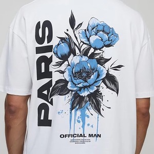 เสื้อยืดโอเวอร์ไซส์ทรงบ็อกซี่ แขนสั้น ปักลาย ผ้าคอตตอนหนา สไตล์ลำลอง สตรีทแวร์ ทรงหลวมสำหรับผู้ชาย - Product Image 4