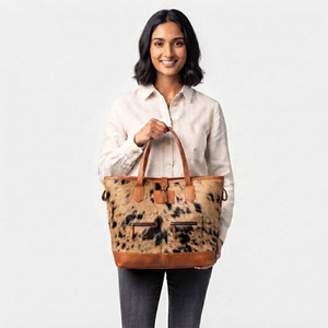 Bolso Tote de Piel de Vacuno con Correa Ajustable para Mujer, con Cierre de Cremallera, Diseño Tie-Dye de Moda Veraniega - Product Image 6