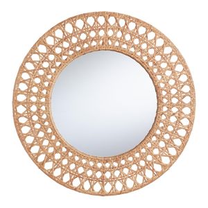 Modern rattan wall <b>mirror</b> designed for boutique apartments luxury offices and contemporary stylish interiors - Product Image 6