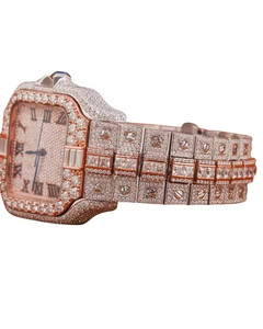 Reloj de Lujo Estilo Hip Hop con Incrustaciones de Diamantes, Movimiento de Cuarzo ETA, Resistente al Agua, con Correa de Acero Inoxidable y Moissanita VVS - Product Image 2