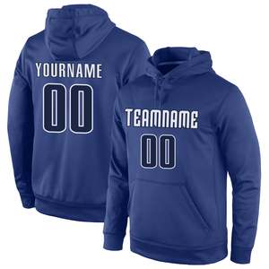 Custom Navy Blue White Sublimation Hoodie Personalized Team Name Number Sport <b>Pullover</b> Sweatshirt for Football Soccer Jersey Kit - Product Image 1