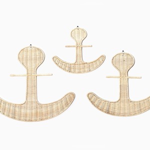 Décoration murale en rotin naturel tressé à la main, écologique, en forme d'ancre, pour chambre d'enfant, style nautique, artisanat en osier naturel - Product Image 2