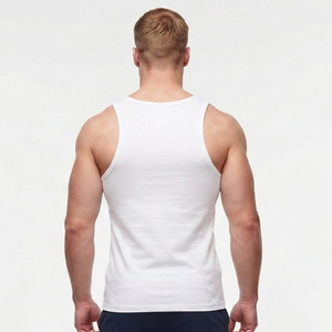 Vente en gros de vêtements de sport pour hommes, t-shirt sans manches à col rond, t-shirt de yoga et de fitness de haute qualité pour hommes, polyester et coton, t-shirt de sport pour hommes - Product Image 2
