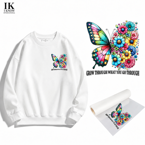 ลายพิมพ์ผีเสื้อและดอกไม้แบบ DTF สำหรับเสื้อสเวตเชิ้ต เสื้อฮู้ดดี้ เสื้อยืด สีสันสดใส พร้อมรีดร้อนลงบนผ้า - Product Image 1