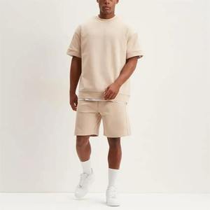 Ensembles d'été personnalisés avec logo pour hommes, t-shirt et short surdimensionnés, tenue en deux pièces, coton respirant, vêtements décontractés - Product Image 4