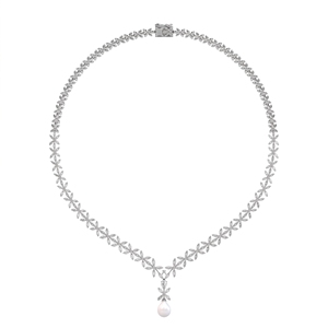 Collier ras du cou Florais en perles pour femme, diamant de laboratoire, argent sterling 9KT, 10KT, 14KT, 18KT, cadeau d'anniversaire haut de gamme - Product Image 1