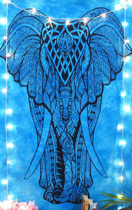 Tapisserie murale ethnique en coton à motif animalier, motif éléphant, multicolore, faite à la main, pour décoration intérieure, par Indian Consigners - Product Image 3