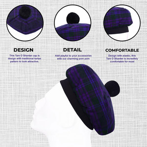 Chapeau écossais en laine personnalisé Tam o' Shanter, motif tartan Spirit of Scotland, avec pompon, bonnet de clan des Highlands, vente en gros - Product Image 3