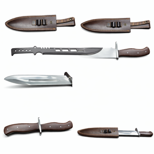 Couteau de chasse Bowie de haute qualité en acier inoxydable Stigma, manche en bois, étui en cuir, lame à pointe fixe, couteau d'extérieur - Product Image 2