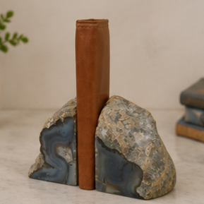 Sujetalibros de Piedra Irregular con Lomo de Cuero Marrón para Decoración del Hogar, Escultura Artística - Product Image 6