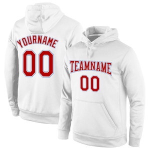 Sudadera con Capucha Deportiva Blanca, Roja y Azul Claro, con Diseño Personalizado y Costuras a Medida, Venta al Por Mayor Directa de Fábrica - Product Image 1