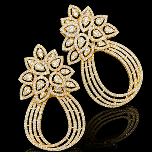 Boucles d'oreilles en diamant naturel certifié IGI, plaqué or 14 carats, 7 carats EF SI, tendance, cadeau d'anniversaire, bijoux de luxe pour femmes - Product Image 1