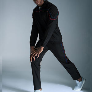 Ensemble de survêtement sportif pour homme en nylon et polyester, veste zippée coupe-vent, survêtement personnalisé avec logo, design uni, style hip-hop streetwear - Product Image 3