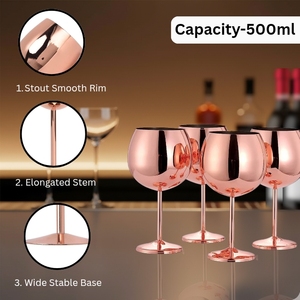 Copa de Vino de Acero Dorado de 500 ml de Calidad Premium, Irrompible, Portátil, para Champán, Piscina, Fiestas en Interiores y Exteriores - Product Image 4