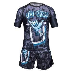 Camisetas de compresión de manga corta para hombre, ajustadas, transpirables, para fitness, BJJ, MMA, con costuras tejidas. - Product Image 1