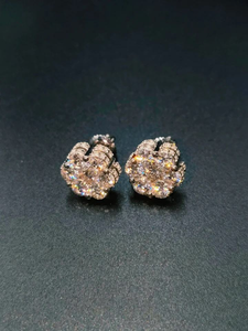 Pendientes de Lujo con Moissanita en Racimo, Diseño Floral Brillante y Redondo, Plata 925, Regalos de Joyería para Mujer, Bodas, Fiestas, Uso Diario - Product Image 2