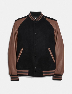 Wholesale Custom Varsity Jacket <b>Men</b> Wool Body and PU Leather Sleeves OEM Letterman Baseball Jacket - Product Image 1