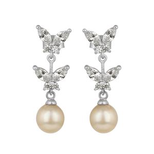 Pendiente de gota de piedras preciosas de circonita cúbica Natural y Perla de Plata de Ley 925 para mujer, joyería para mujer, regalo para ella - Product Image 1