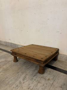 Mesa de Noche Bajot de Madera Maciza Hecha a Mano, Estilo Rajasthani Indio, Decorativa, Portátil, Ecológica y Duradera para Dormitorio o Sala de Estar - Product Image 3