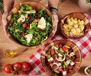 Ensemble de 3 bols à salade en bois d'acacia, bord ondulé, pour fruits, salades, pâtes, usage domestique, restaurant, vente en gros - Product Image 3