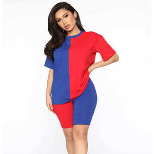 Women's Summer wear <b>Exercise</b> Fitness Top Short-Sleeved T-Shirt Wholesale Two-Piece Set ladies Solid Pattern 100% Cotton OEM ODM - Product Image 1