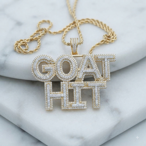 Collier pendentif personnalisé en argent 925 entièrement serti de diamants Moissanite à double couche, style hip-hop, avec grandes lettres de nom - Product Image 3