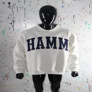 Sudadera HAMM ASH GREY con cuello alto, 100% azul marino, con apliques bordados, cuello ancho, CLUSH SPORTS - Product Image 1