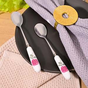 Juego de 2 Cucharas para Postre con Estampado de Hortensias, Herramientas Esenciales para Delicias Dulces - Product Image 4