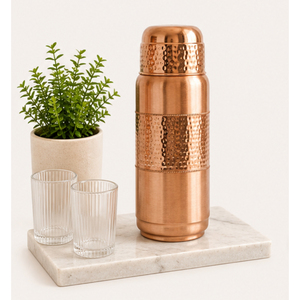 Customized Eco-Friendly Pure <b>Copper</b> Hammered Water <b>Bottle</b> with Secure Lid Modern Design Direct <b>Drinking</b> - Product Image 4
