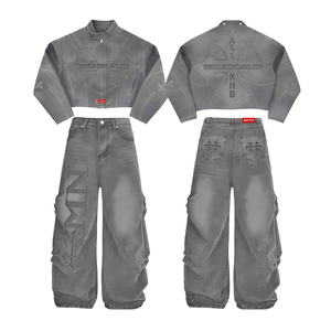 Conjunto Deportivo Informal Transpirable con Estampado, Sudadera con Capucha y Cremallera Completa Negra, Pantalones, 100% Algodón, Corte Regular, Unisex para Adultos - Product Image 1
