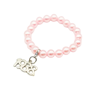 Pulsera de Perlas Rosadas con Dije Decorativo, Brazalete Elástico, Accesorio de Joyería de Moda para Mujer, Regalo para Uso Diario - Product Image 1