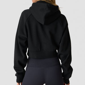 Sudadera con capucha corta 2025, ajustada, desgastada, estilo urbano, personalizada, oversize, al por mayor, de algodón polar, para invierno, transpirable por delante - Product Image 3