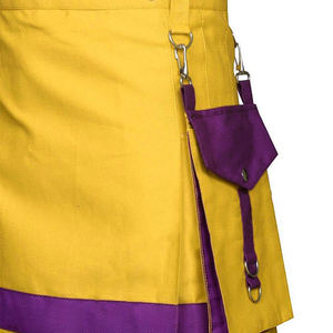 Kilt utilitaire en coton jaune et violet pour pompier, deux poches latérales amovibles, OEM ODM - Product Image 5