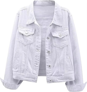 High Quality Women's <b>Cropped</b> <b>Denim</b> <b>Jacket</b> Casual Jean Coat Custom OEM Supply High Quality Women's <b>Cropped</b> <b>Denim</b> <b>Jacket</b> - Product Image 1