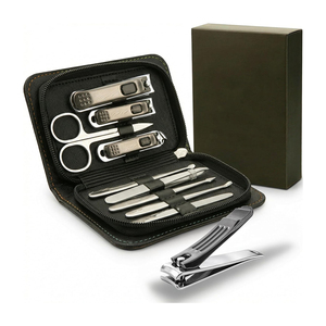Premium 10 Piece <b>Manicure</b> Pedicure <b>Kits</b> Stainless Steel Nail Care Tools with Portable Leather Case Factory Wholesale - Product Image 6