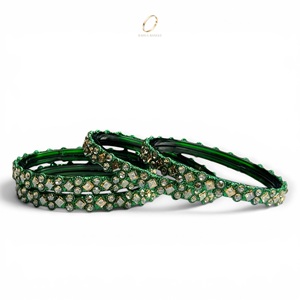 Prix d'usine – Bracelets en verre kashmiri vert tendance pour femmes, parfaits pour les mariages et les festivals, vente en gros - Product Image 3