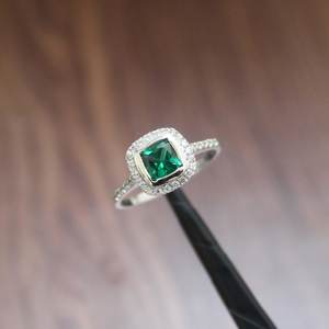 Handmade <b>Emerald</b> <b>Ring</b> S925 Sterling <b>Silver</b> Gemstone <b>Ring</b> Elegant Fine Jewelry Gift For Her Women Statement <b>Ring</b> - Product Image 2
