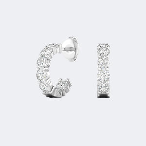 Pendientes de aro abiertos con engaste de puntas compartidas y corte redondo de 1.05 quilates - Product Image 5