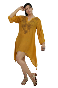 Embroidery Viscose Floral Dress Manufacturer V-neck - Product Image 3