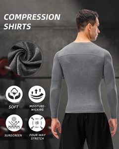 Men Crew Neck MMA Rash Guard Compression Shirt <b>Long</b> <b>Sleeve</b> Athletic <b>Base</b> <b>Layer</b> Rash Guard For Gym Training Running Cycling Top - Product Image 5