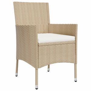 Juego de comedor de patio de ratán polivinílico beige de 5 piezas con cojines Juegos de jardín - Product Image 5