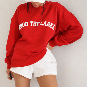 Conjunto Casual de Dos Piezas para Mujer, Sudadera de Cuello Redondo y Pantalones Cortos por Encima de la Rodilla, Tejido Sólido de Spandex y Poliéster Transpirable - Product Image 2