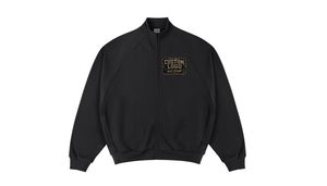 Veste de survêtement zippée personnalisée pour homme, manches raglan, coupe ample, en coton et polyester molletonné, avec options d'impression brodée et de strass effet vieilli - Product Image 3