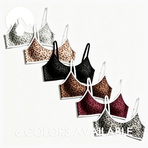 Conjunto de bikini con estampado de leopardo para mujer, top triangular, traje de baño de dos piezas de cintura alta con ribete en contraste - Product Image 4