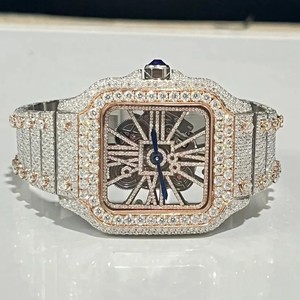 VVS Moissanite Diamond Watch Mouvement entièrement automatique Montres à quartz surélevées 14k Rose & White Tone Thorns Diamond Watch - Product Image 5