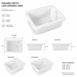 Fregadero de laboratorio con acabado cerámico moderno, de un solo orificio, con grifo de palanca, para lavabo sobre encimera, para laboratorio y baño - Product Image 4
