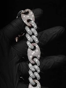 Luxury 925 Silver Rose Gold Plated Moissanite Diamond Cuban Link Chain <b>Necklace</b> Hip Hop Bling <b>Statement</b> Jewelry - Product Image 2