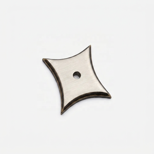 Excellente plaque arrière en laiton satiné, poignée de meuble en forme d'étoile à 4 branches, design incurvé, durable, pour tiroir, commode, usage domestique ou de bureau - Product Image 3